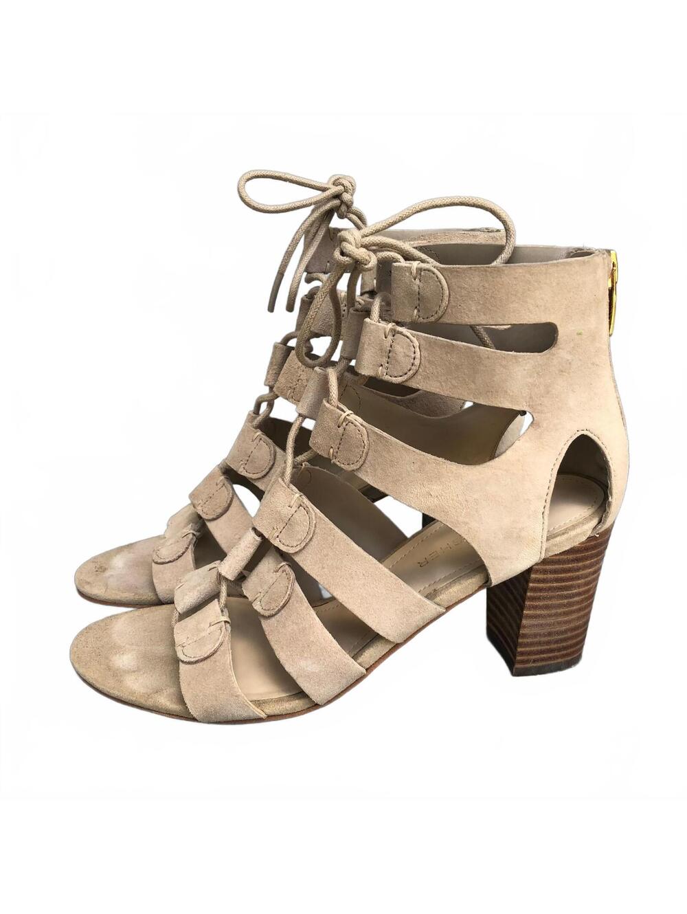 Marc Fisher Paradox Suede Lace-Up Block Heel Sandals 5.5 M